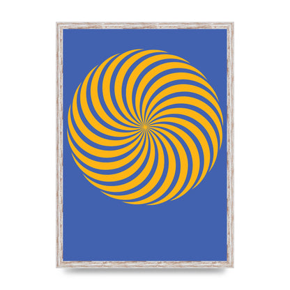 Swirl Blue Yellow Wall Art - A2 framed
