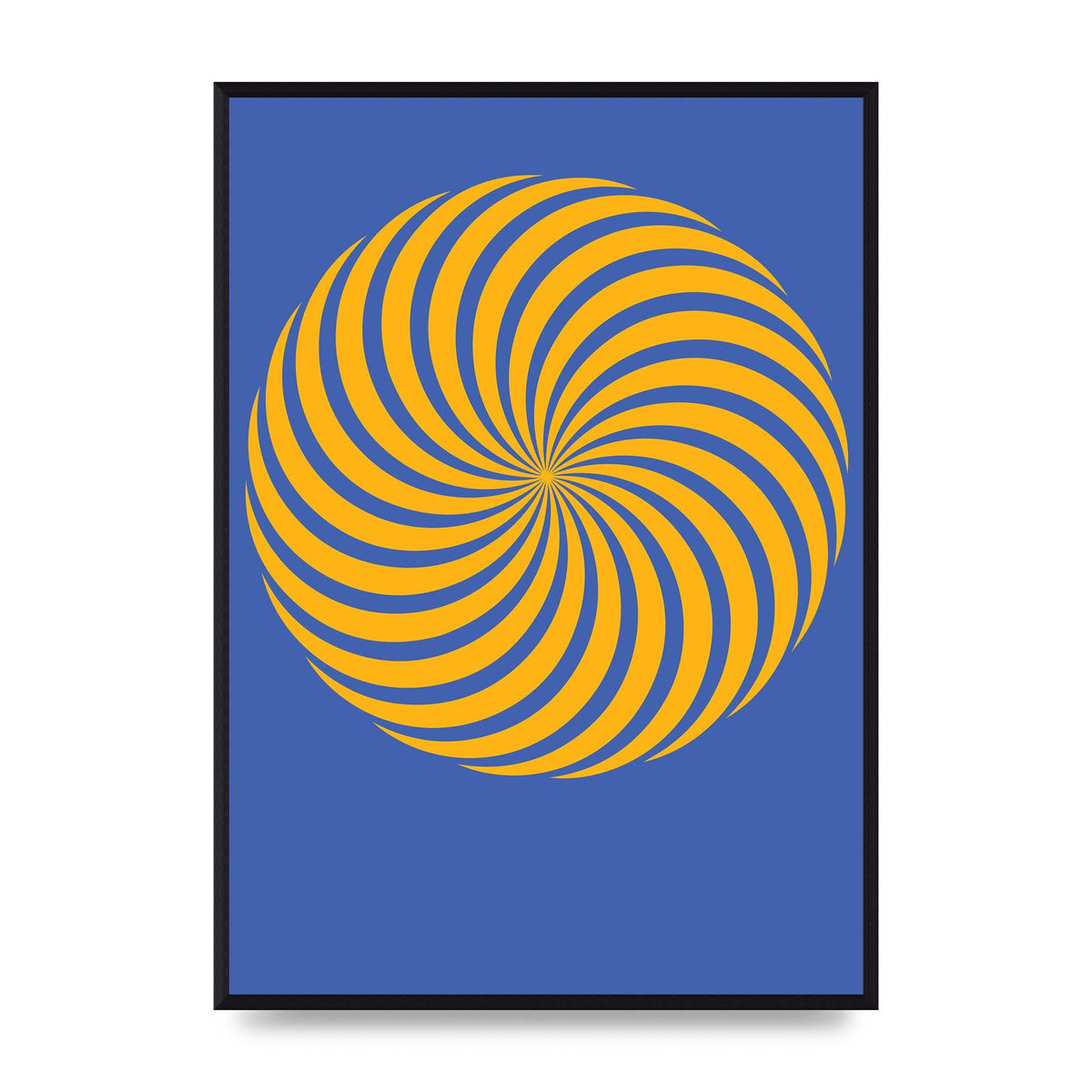 Swirl Blue Yellow Wall Art - A2 framed