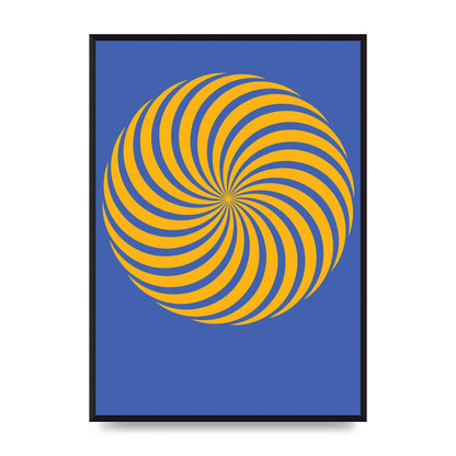 Swirl Blue Yellow Wall Art - A2 framed