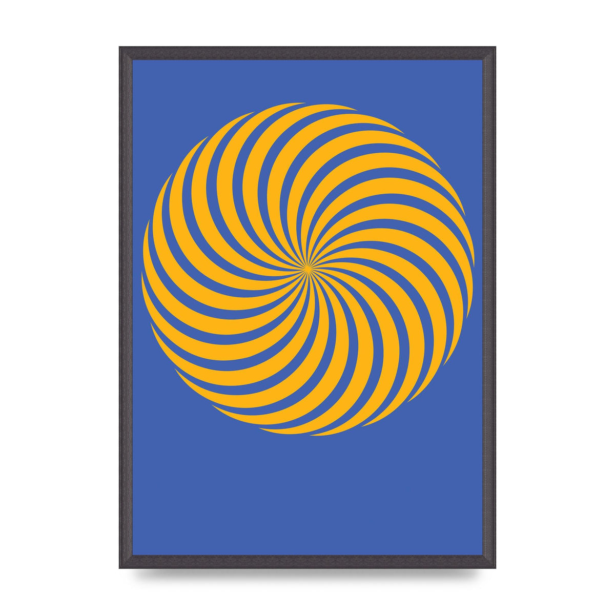 Swirl Blue Yellow Wall Art - A2 framed