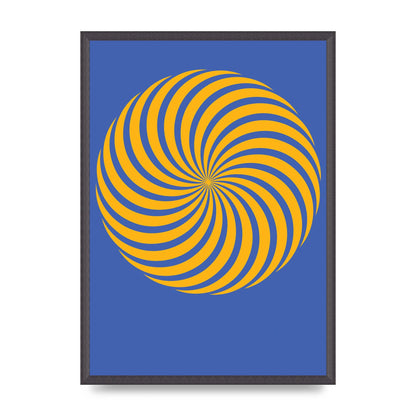 Swirl Blue Yellow Wall Art - A2 framed