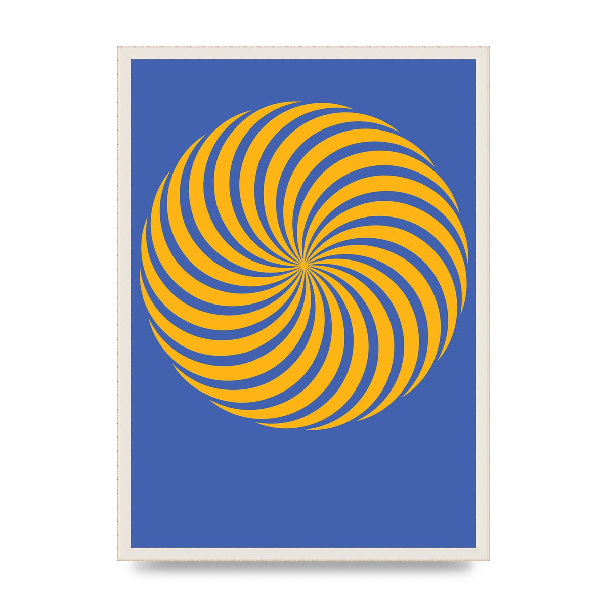 Swirl Blue Yellow Wall Art - A2 framed