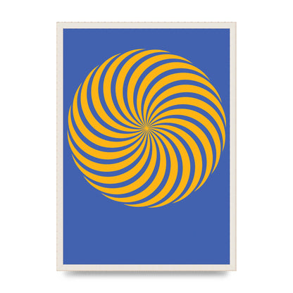 Swirl Blue Yellow Wall Art - A2 framed