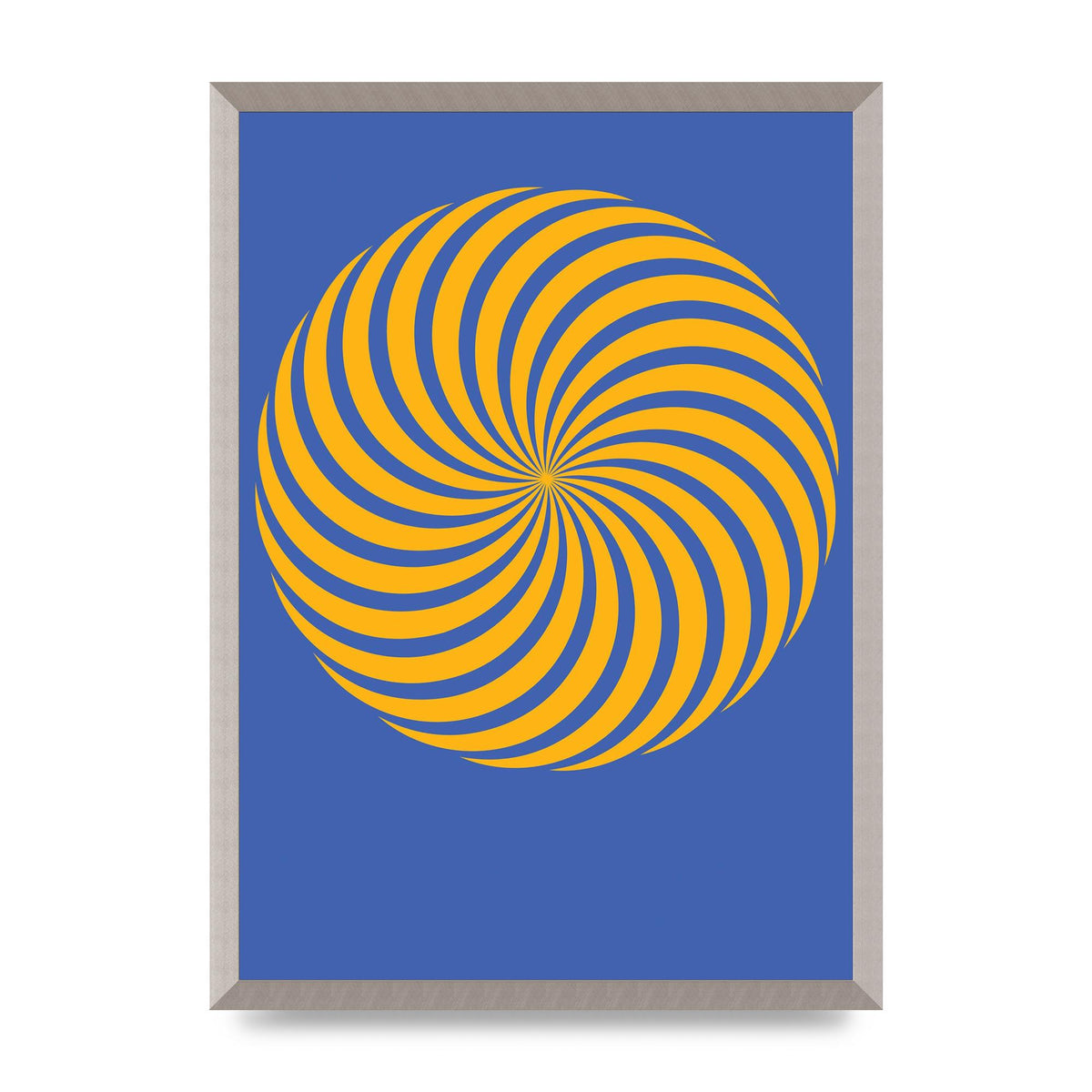 Swirl Blue Yellow Wall Art - A2 framed