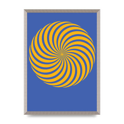 Swirl Blue Yellow Wall Art - A2 framed