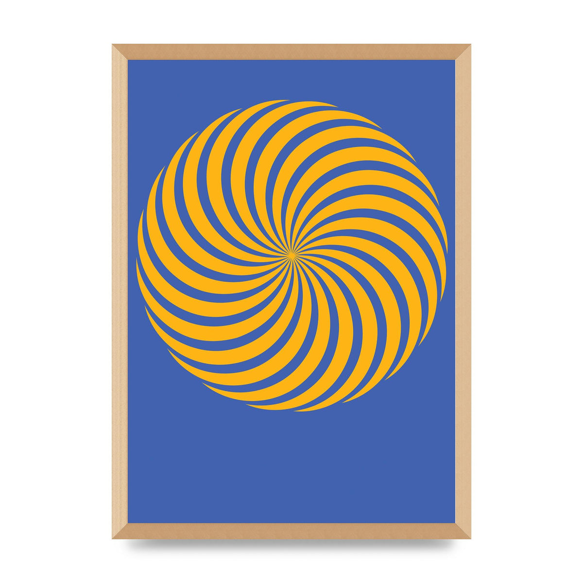 Swirl Blue Yellow Wall Art - A2 framed