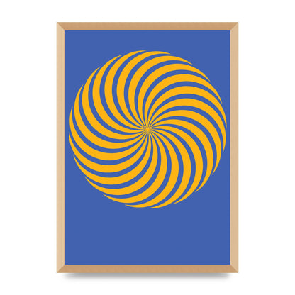 Swirl Blue Yellow Wall Art - A2 framed
