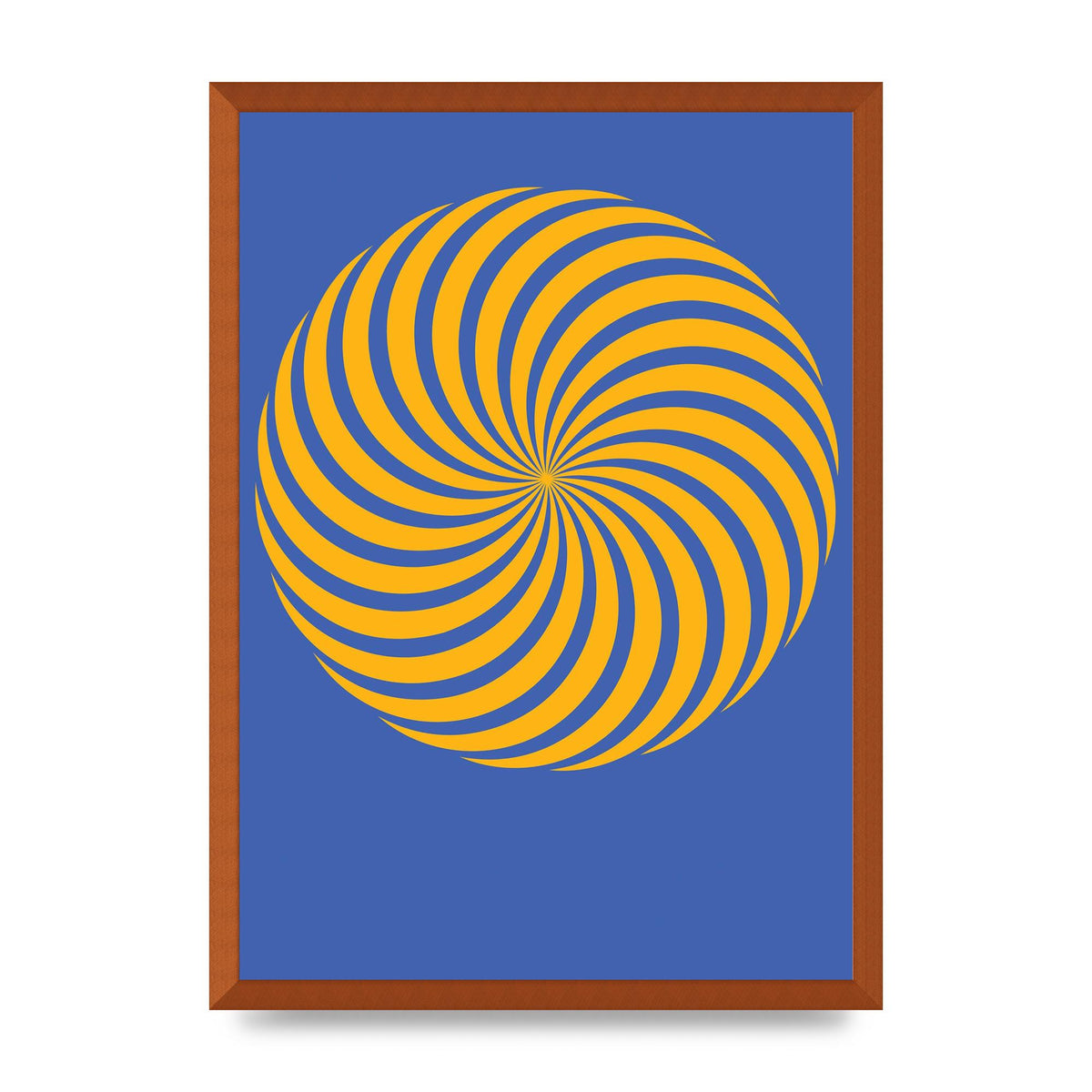 Swirl Blue Yellow Wall Art - A2 framed