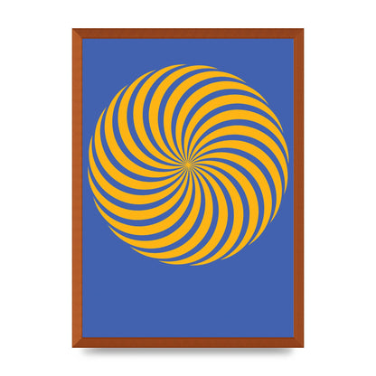 Swirl Blue Yellow Wall Art - A2 framed