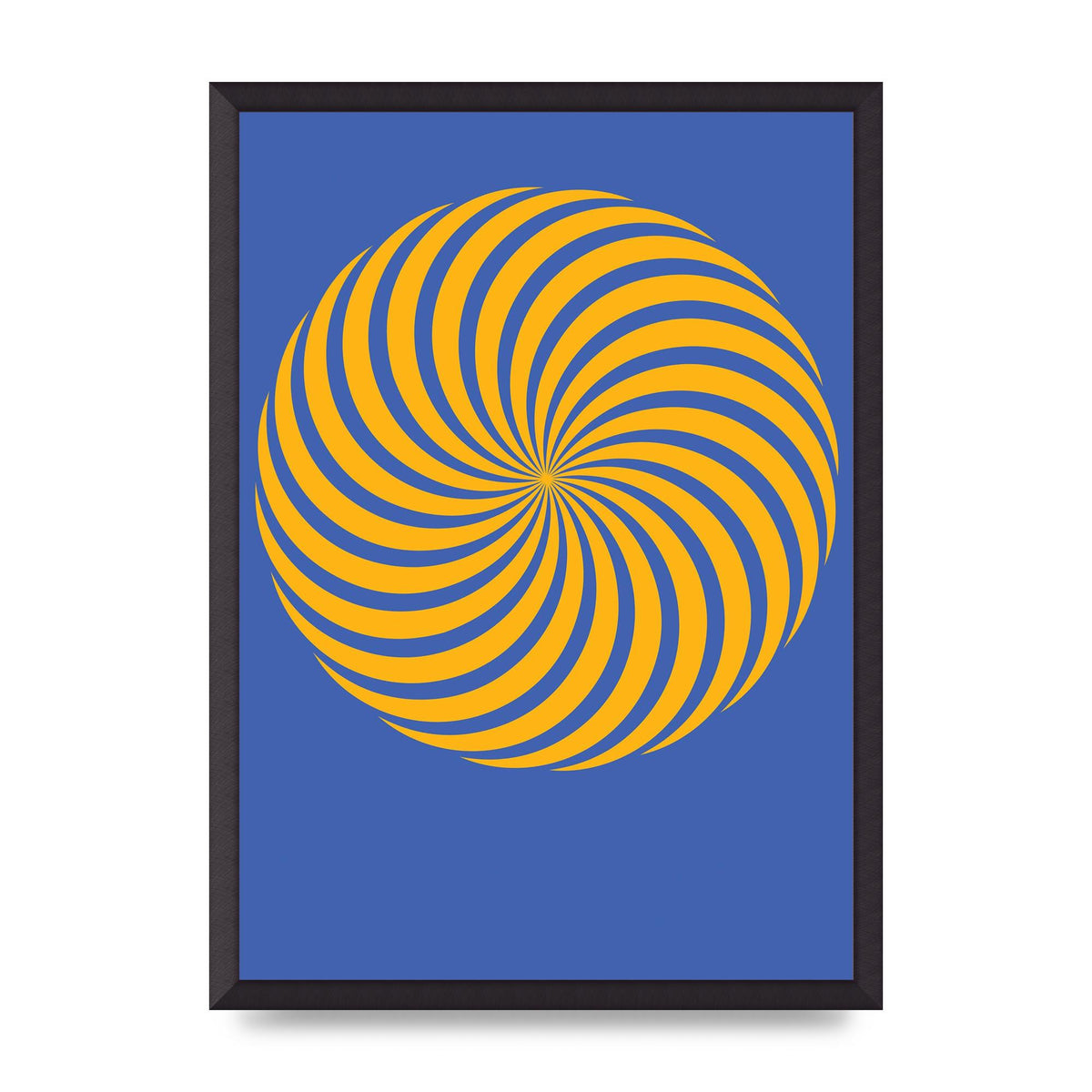 Swirl Blue Yellow Wall Art - A2 framed