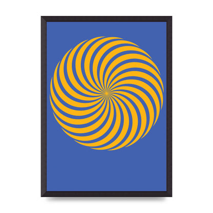 Swirl Blue Yellow Wall Art - A2 framed