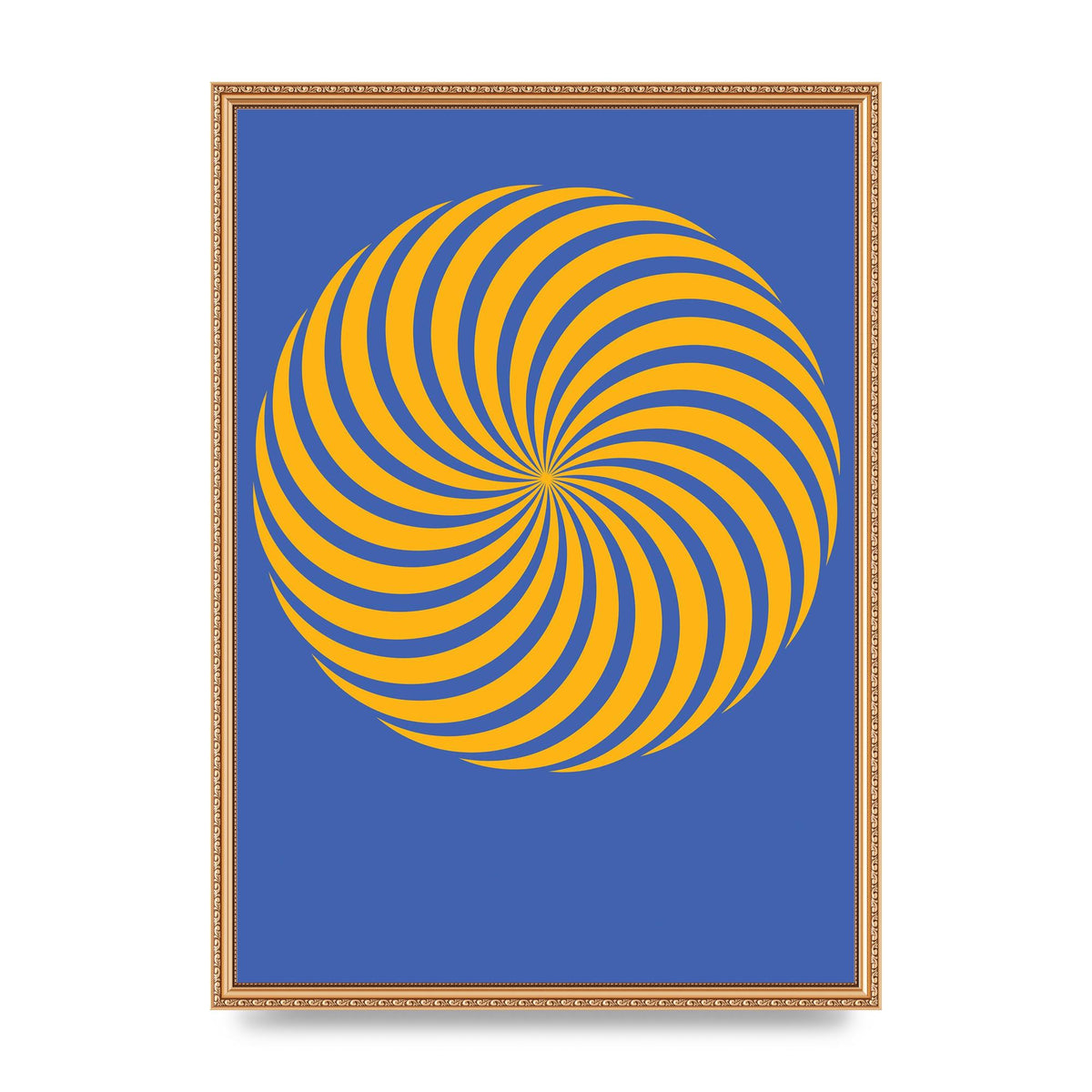 Swirl Blue Yellow Wall Art - A2 framed