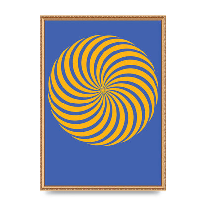 Swirl Blue Yellow Wall Art - A2 framed