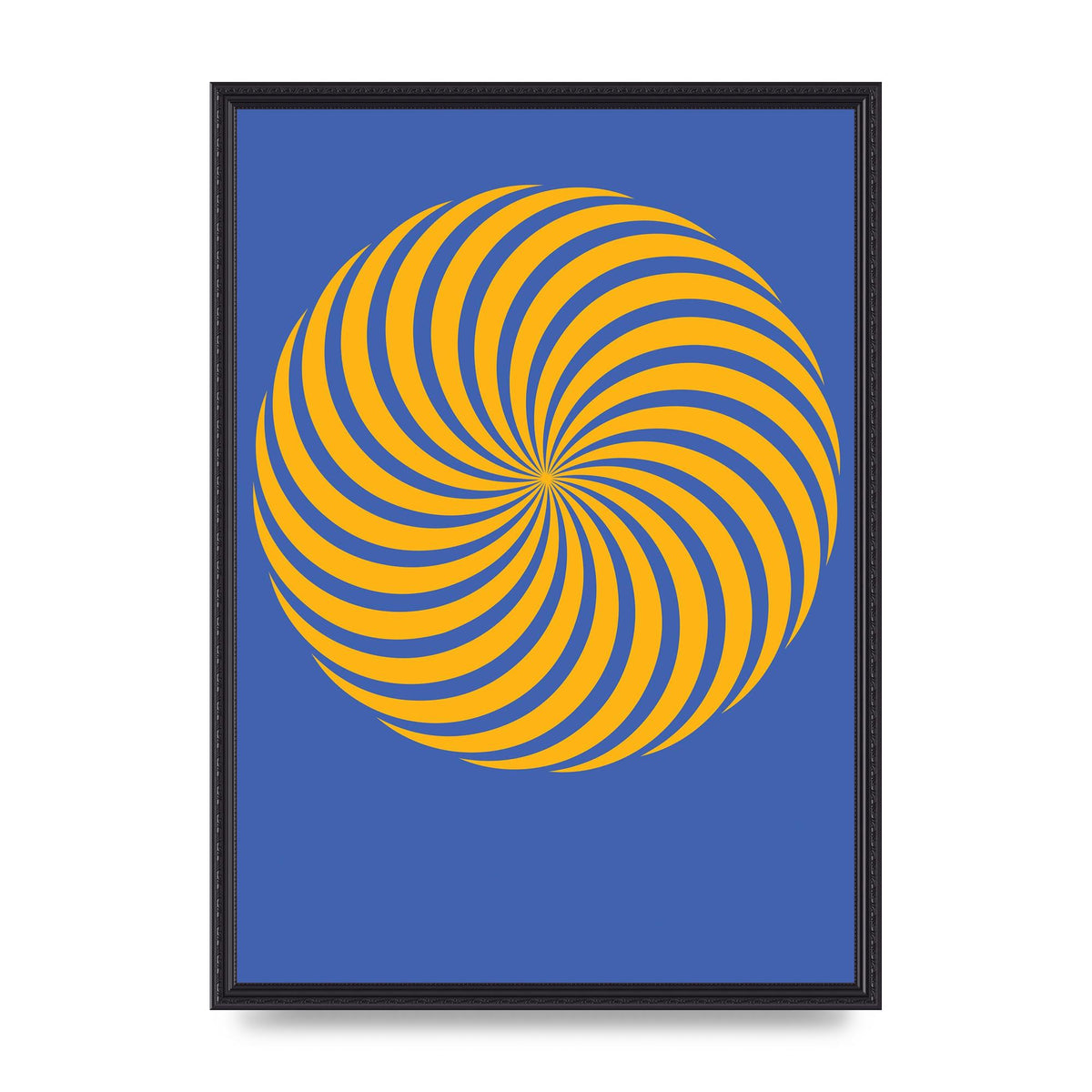 Swirl Blue Yellow Wall Art - A2 framed