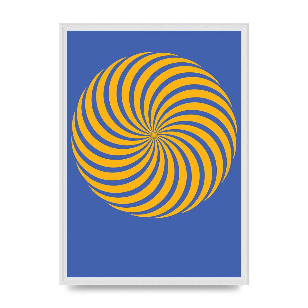 Swirl Blue Yellow Wall Art - A2 framed