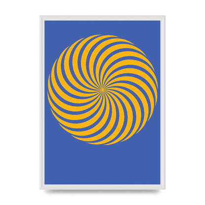 Swirl Blue Yellow Wall Art - A2 framed