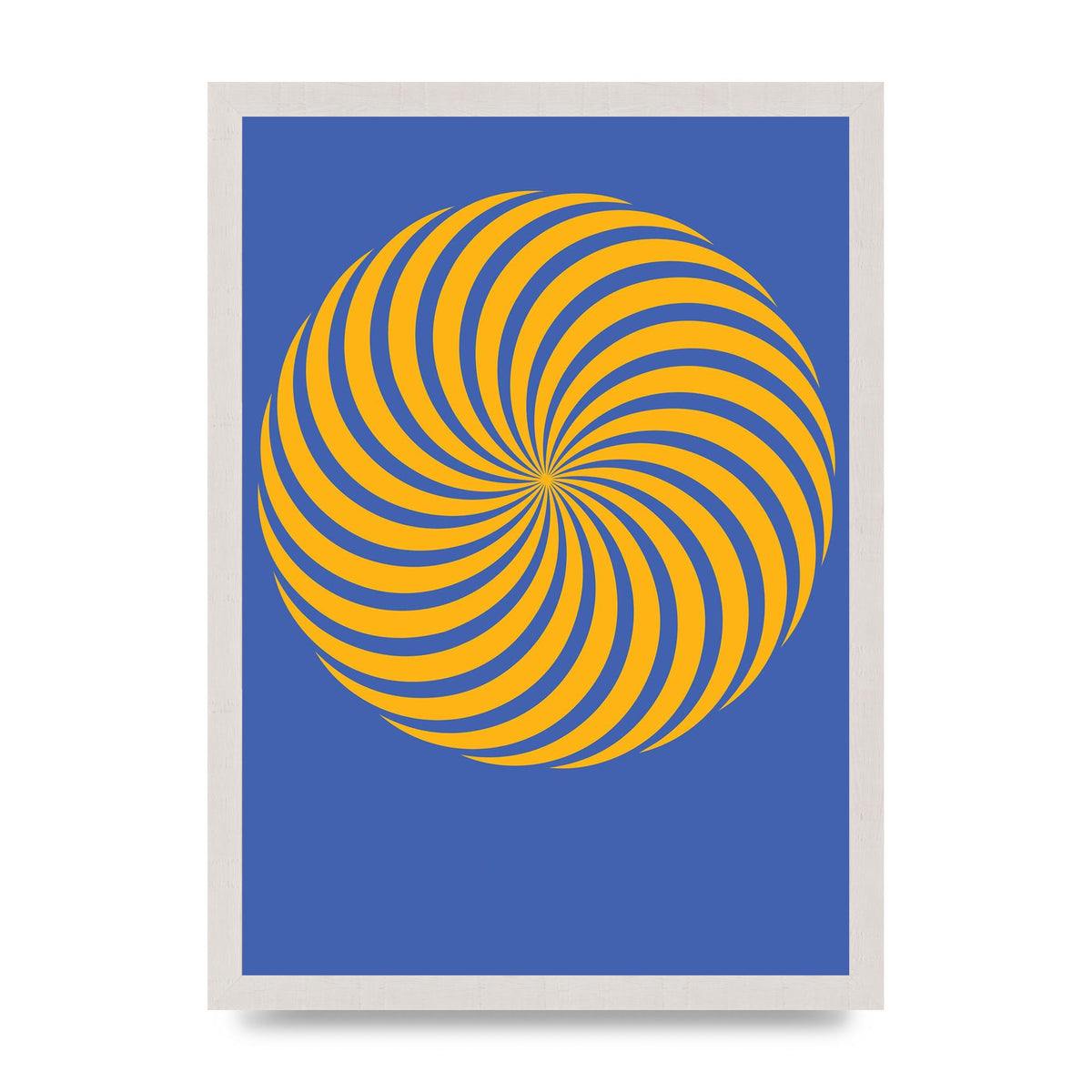 Swirl Blue Yellow Wall Art - A3 framed