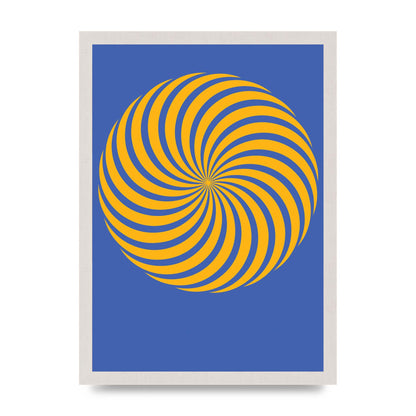 Swirl Blue Yellow Wall Art - A3 framed