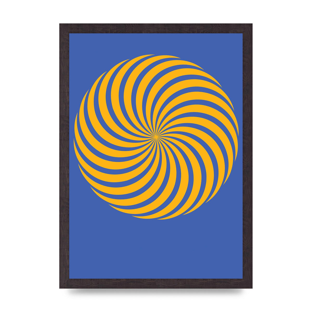 Swirl Blue Yellow Wall Art - A3 framed