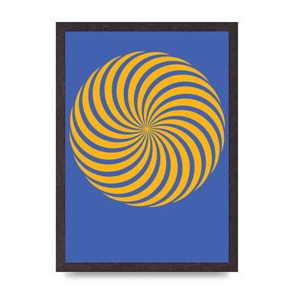 Swirl Blue Yellow Wall Art - A3 framed