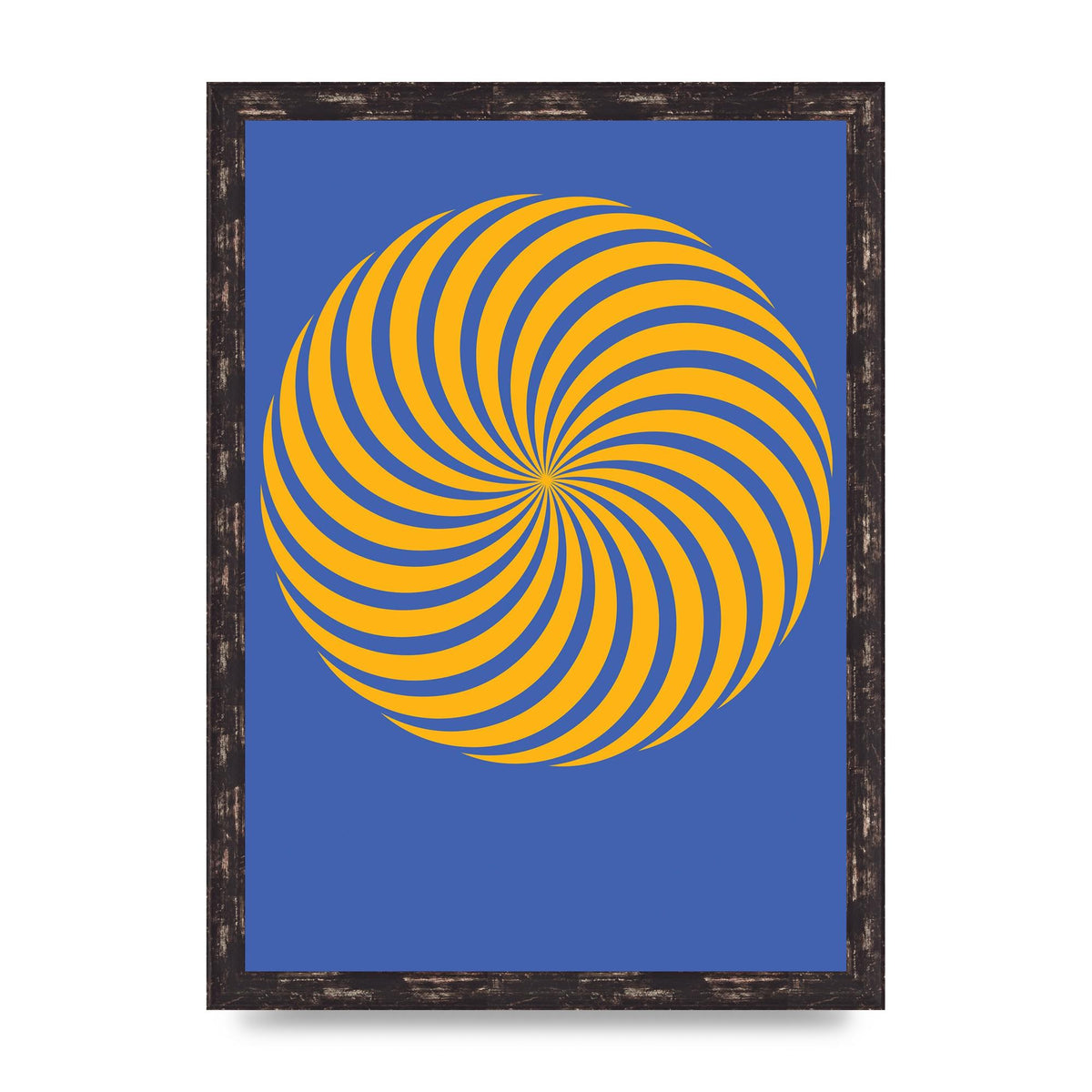 Swirl Blue Yellow Wall Art - A3 framed