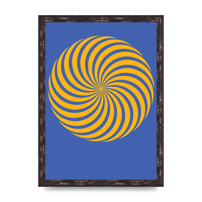 Swirl Blue Yellow Wall Art - A3 framed