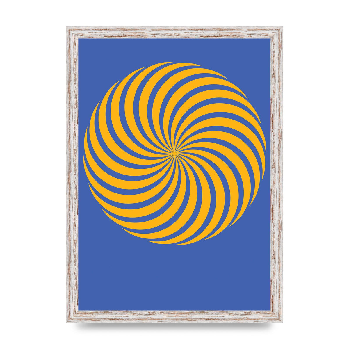 Swirl Blue Yellow Wall Art - A3 framed