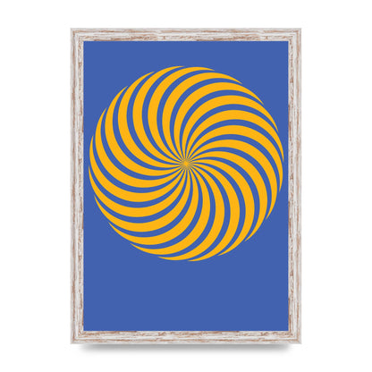 Swirl Blue Yellow Wall Art - A3 framed