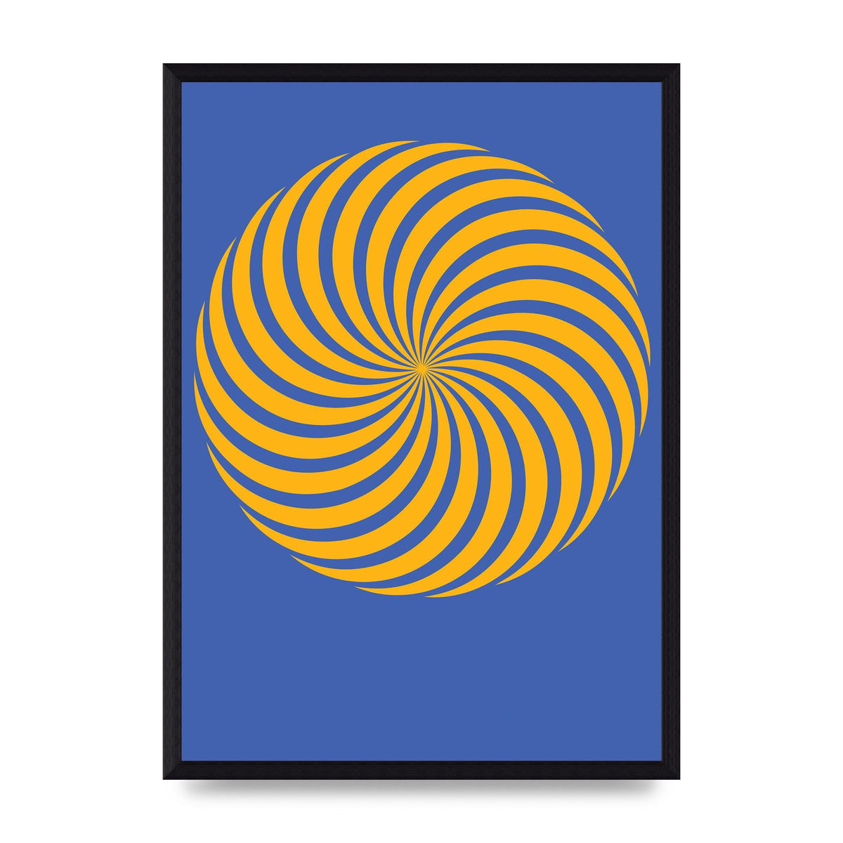 Swirl Blue Yellow Wall Art - A3 framed