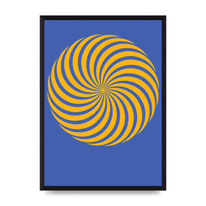 Swirl Blue Yellow Wall Art - A3 framed