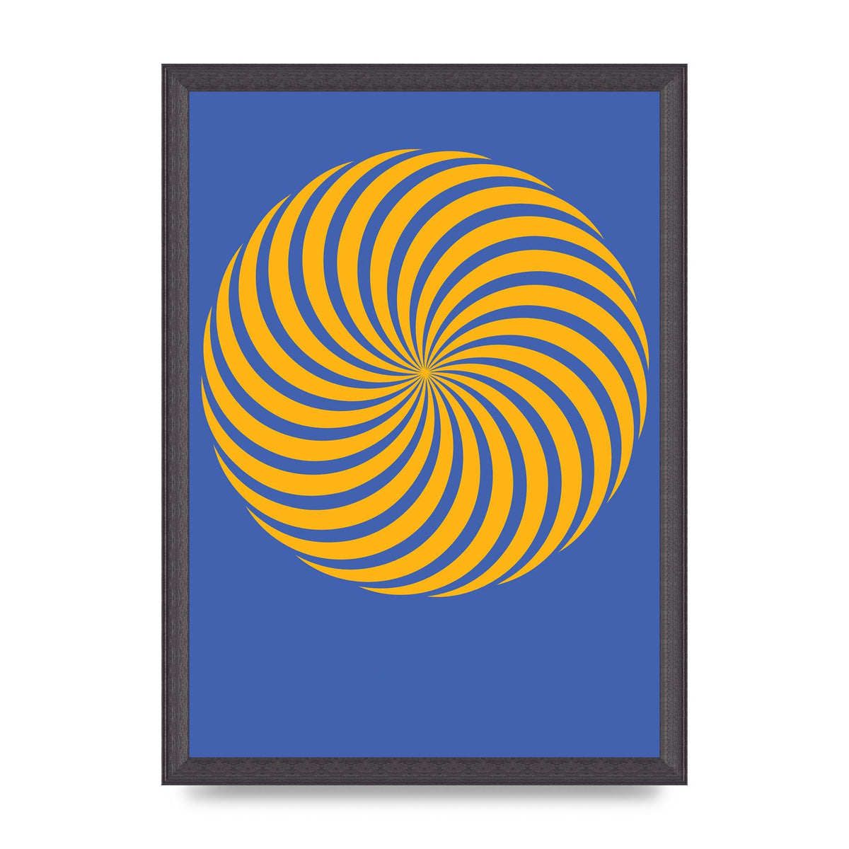 Swirl Blue Yellow Wall Art - A3 framed