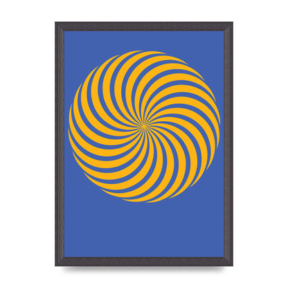 Swirl Blue Yellow Wall Art - A3 framed