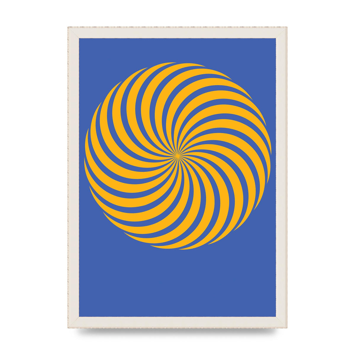 Swirl Blue Yellow Wall Art - A3 framed