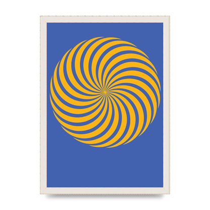 Swirl Blue Yellow Wall Art - A3 framed