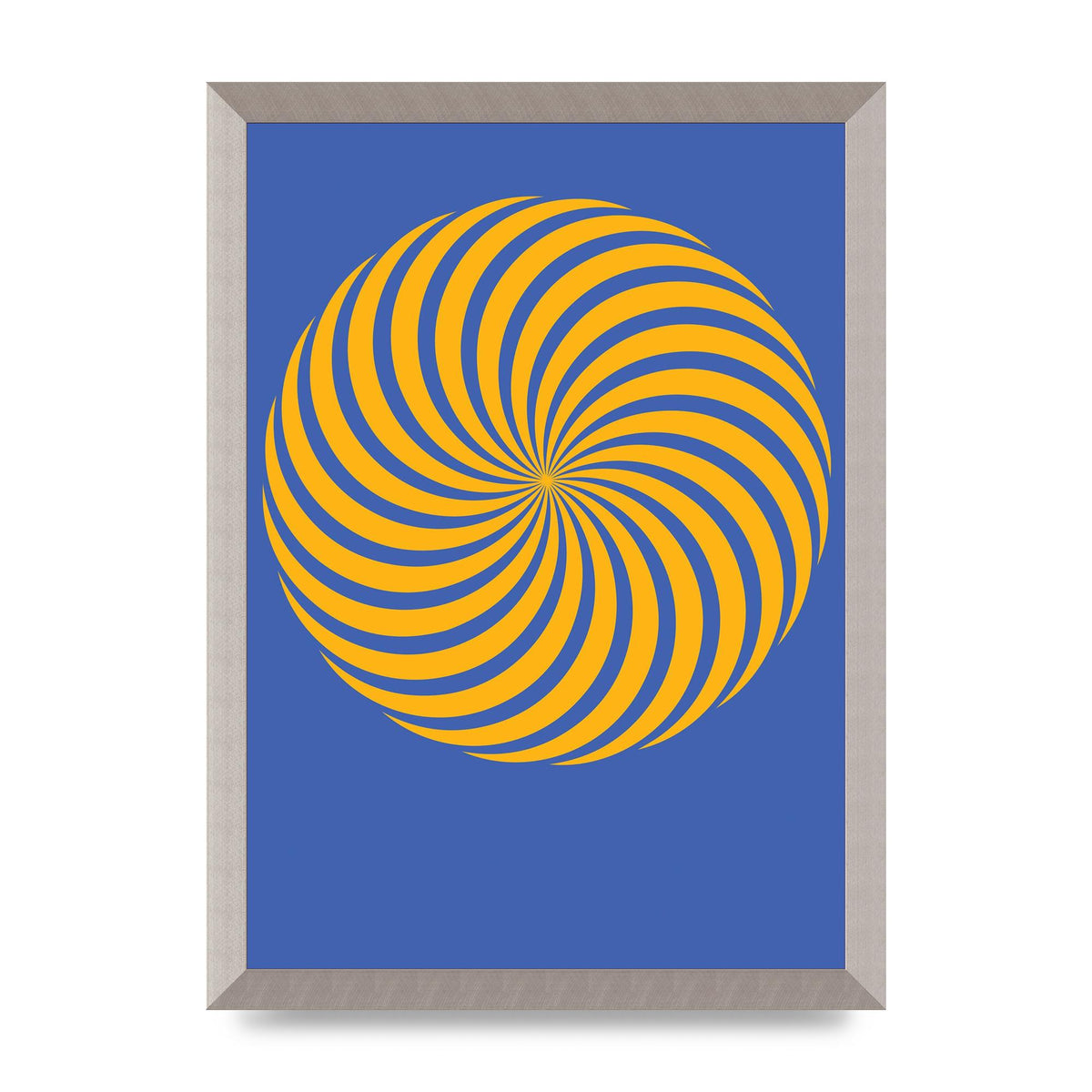 Swirl Blue Yellow Wall Art - A3 framed