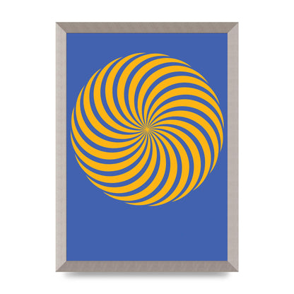 Swirl Blue Yellow Wall Art - A3 framed