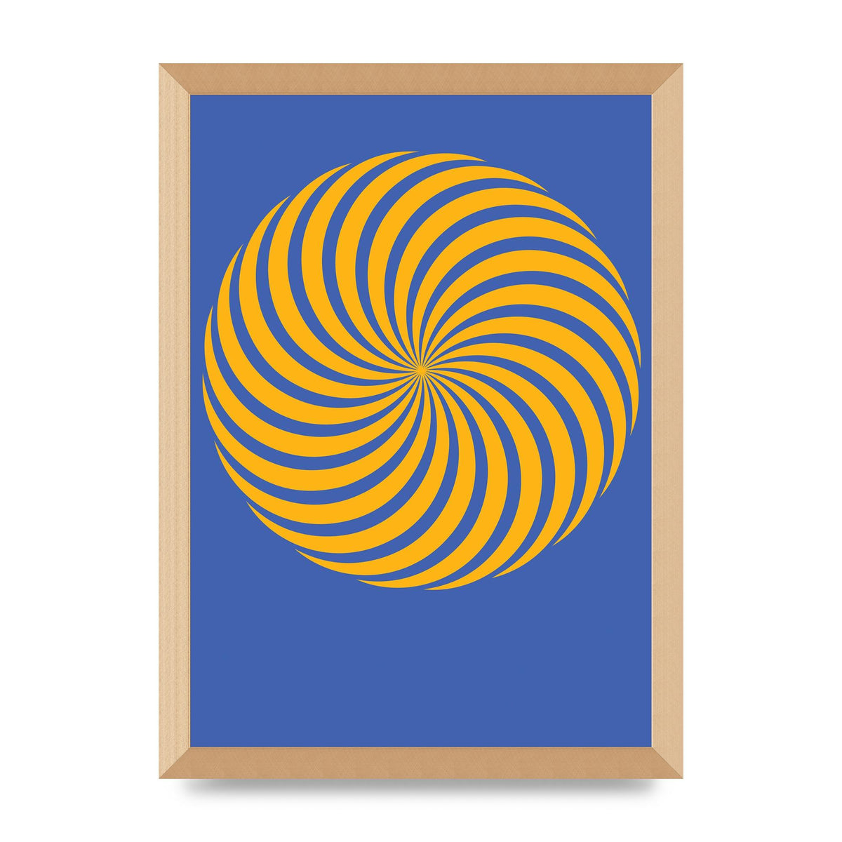Swirl Blue Yellow Wall Art - A3 framed