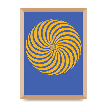 Swirl Blue Yellow Wall Art - A3 framed