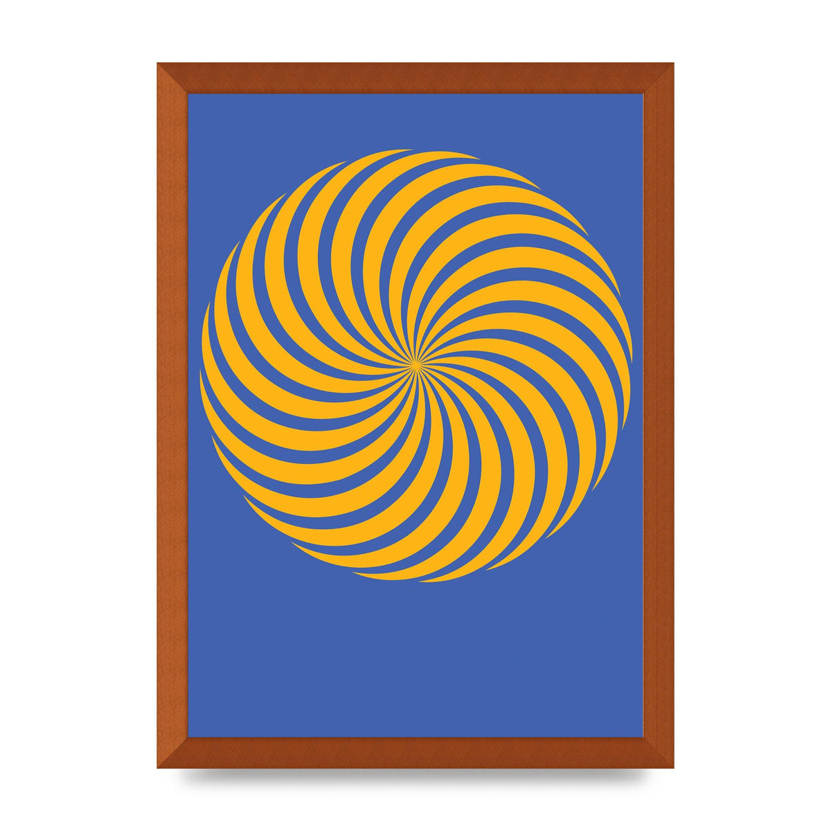 Swirl Blue Yellow Wall Art - A3 framed