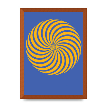 Swirl Blue Yellow Wall Art - A3 framed