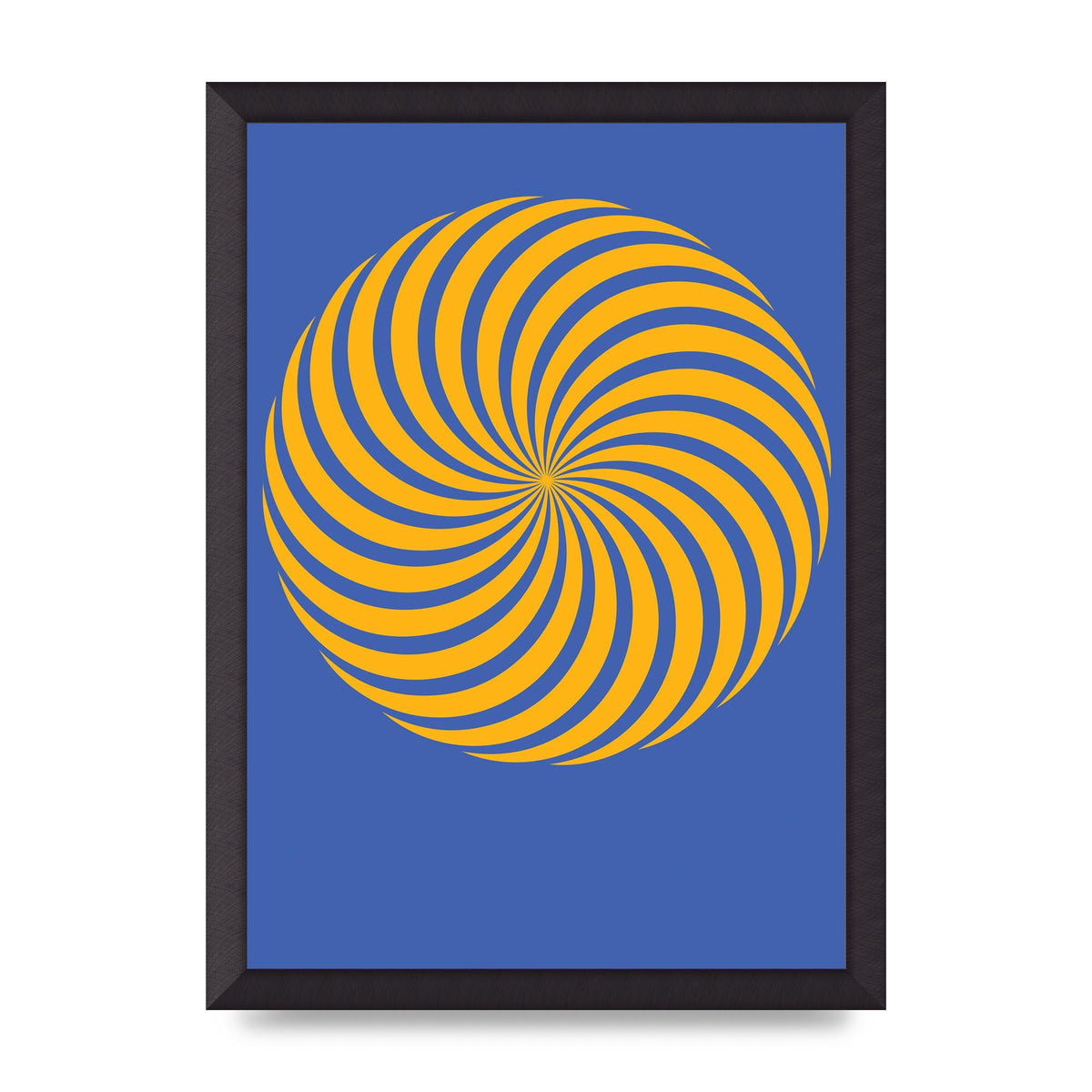 Swirl Blue Yellow Wall Art - A3 framed