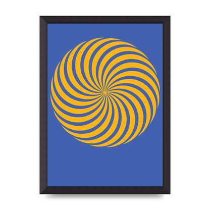Swirl Blue Yellow Wall Art - A3 framed