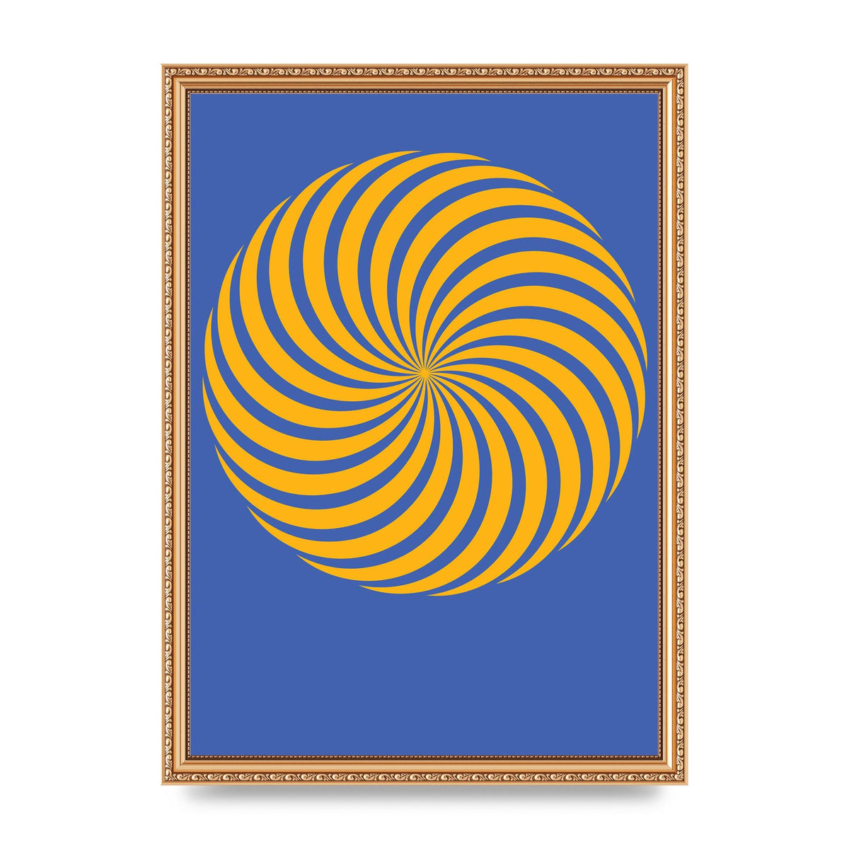 Swirl Blue Yellow Wall Art - A3 framed
