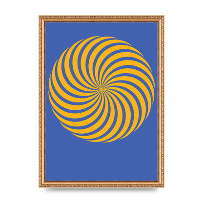 Swirl Blue Yellow Wall Art - A3 framed