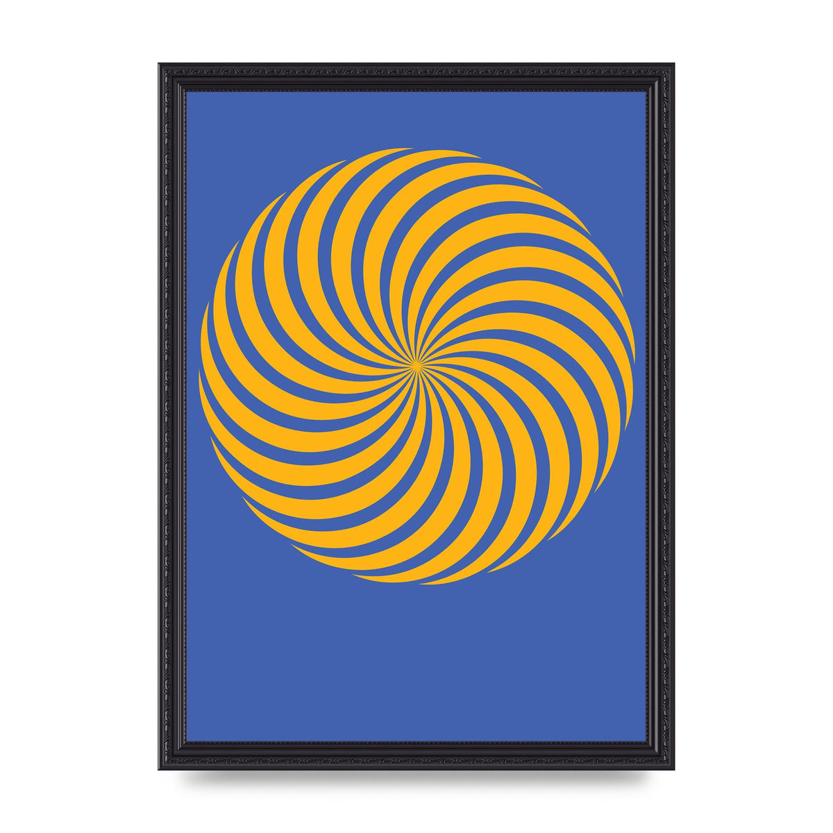 Swirl Blue Yellow Wall Art - A3 framed