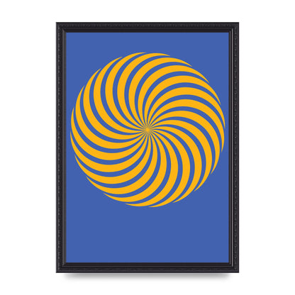 Swirl Blue Yellow Wall Art - A3 framed