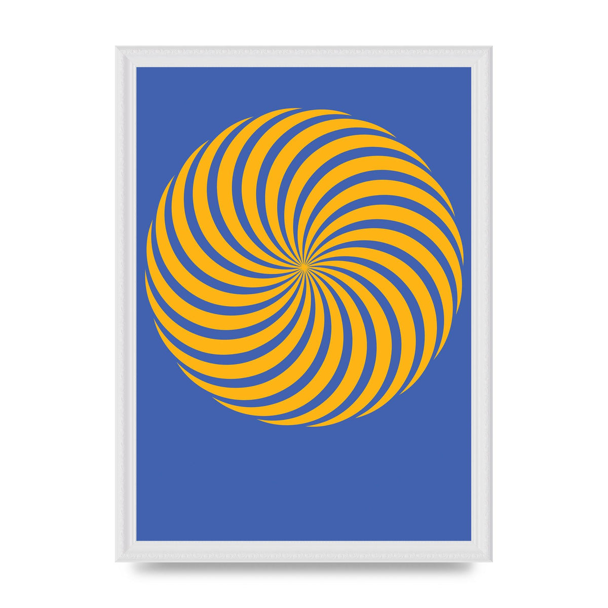 Swirl Blue Yellow Wall Art - A3 framed