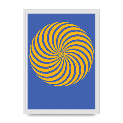 Swirl Blue Yellow Wall Art - A3 framed