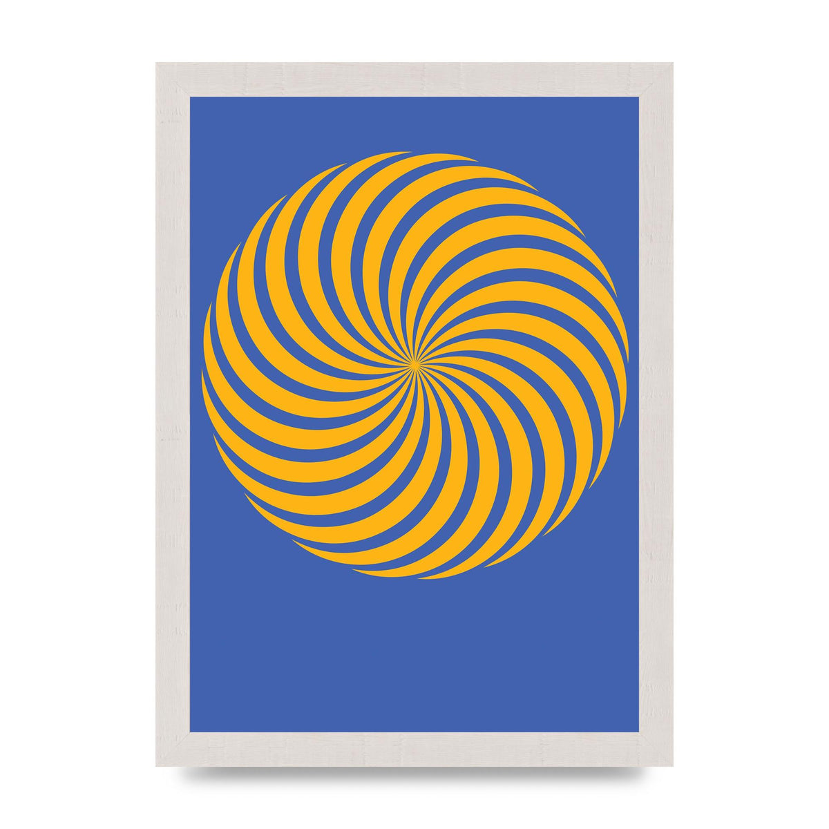 Swirl Blue Yellow Wall Art - A4 framed