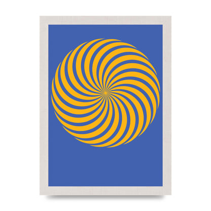Swirl Blue Yellow Wall Art - A4 framed